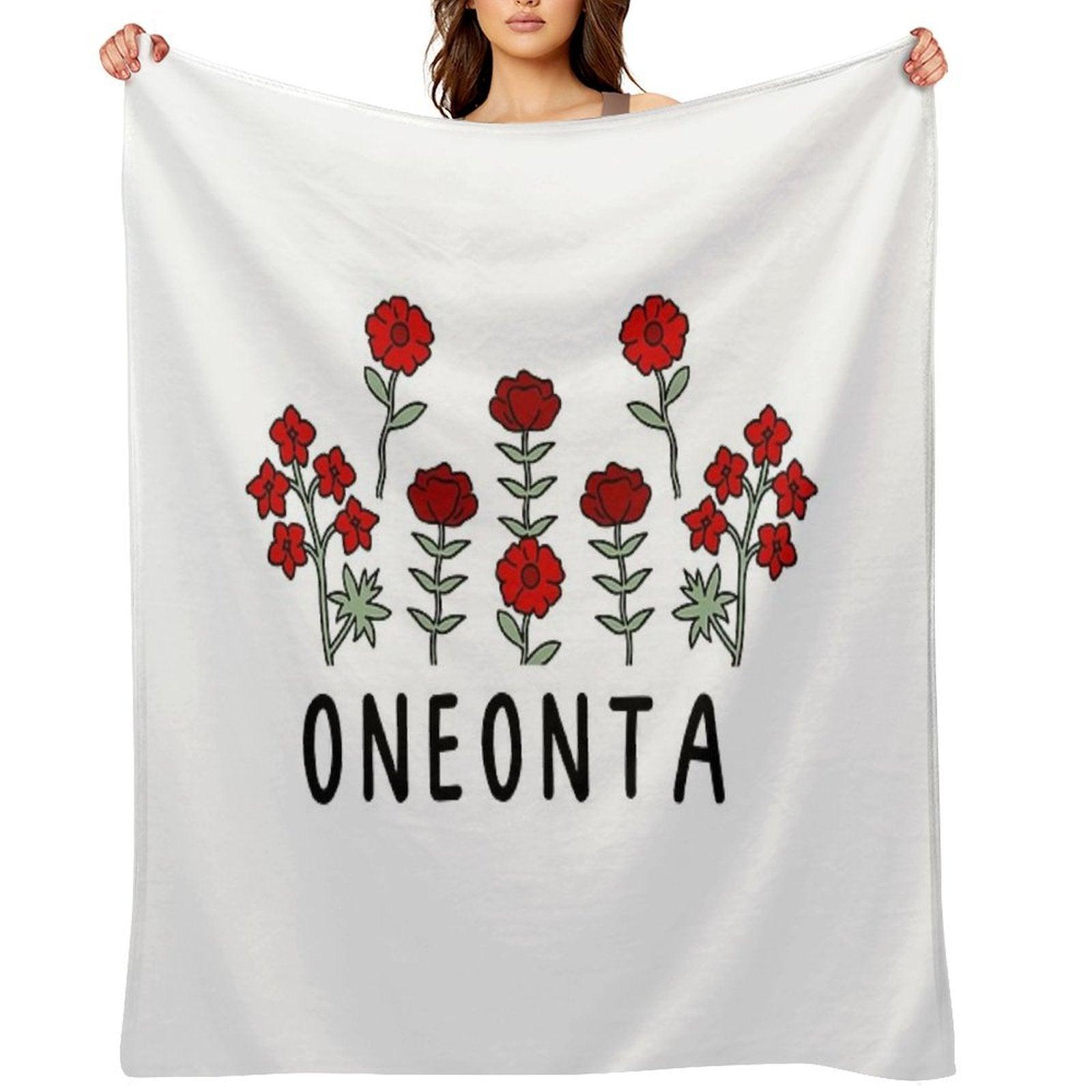 Oneonta Red Flowers DuoTone Throw Blanket
