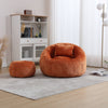 Modern Extra Large Round Bean Bag Chair with Footrest for Living Room, Chenille Fabric Lazy Sofa with Pillow for Adults, Teenagers,Child, Suitable for Bedroom, Dormitory, Study Room