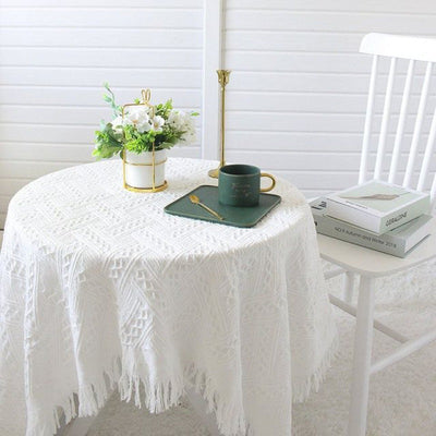 Lace White Tablecloth Ins Style Coffee Table Cloth Art Photo French Retro Knitting