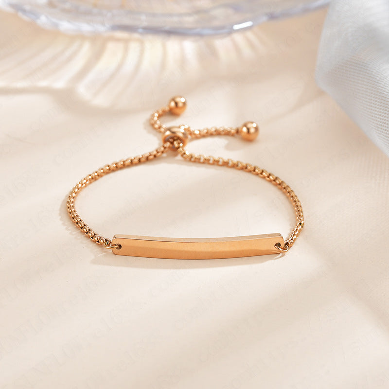 Stainless steel personalized engraved three color curved bracelet simple and personalized women's bracelet