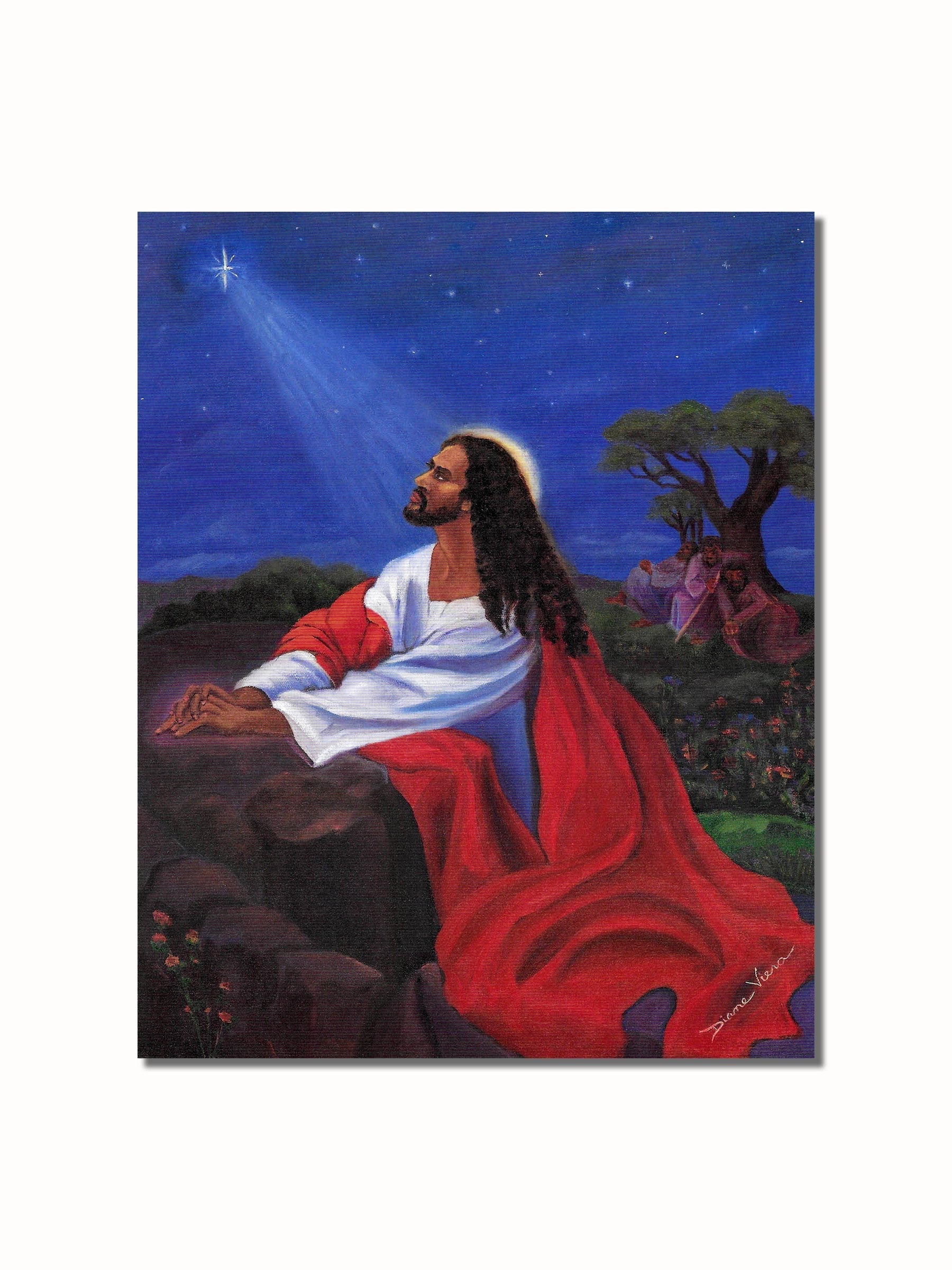 Black Jesus Art Print – African American Jesus Praying Gethsemane 8x10 Unframed