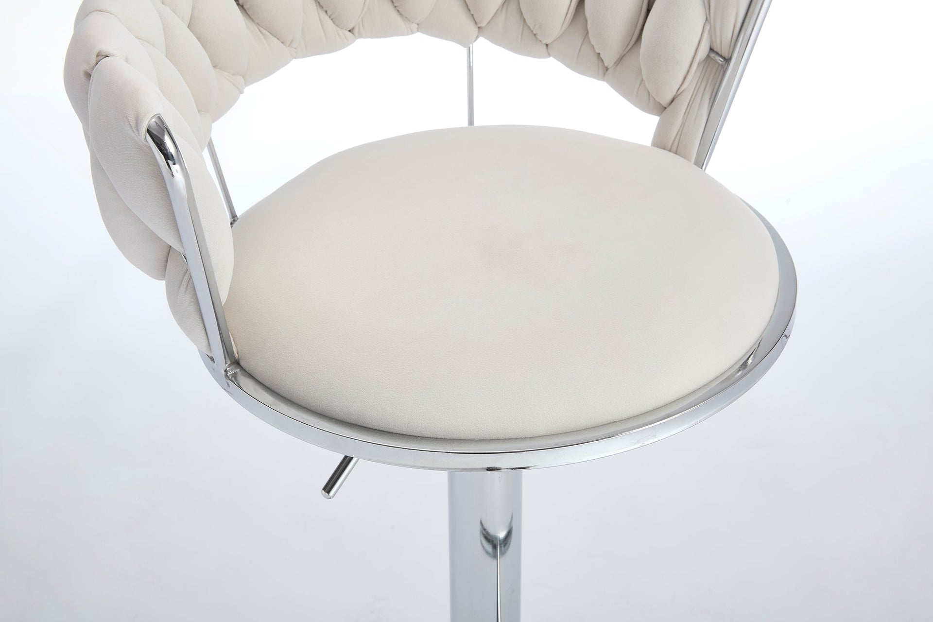 Set of 2 Bar Stools with Chrome Footrest & Base Swivel Height Adjustable Velvet