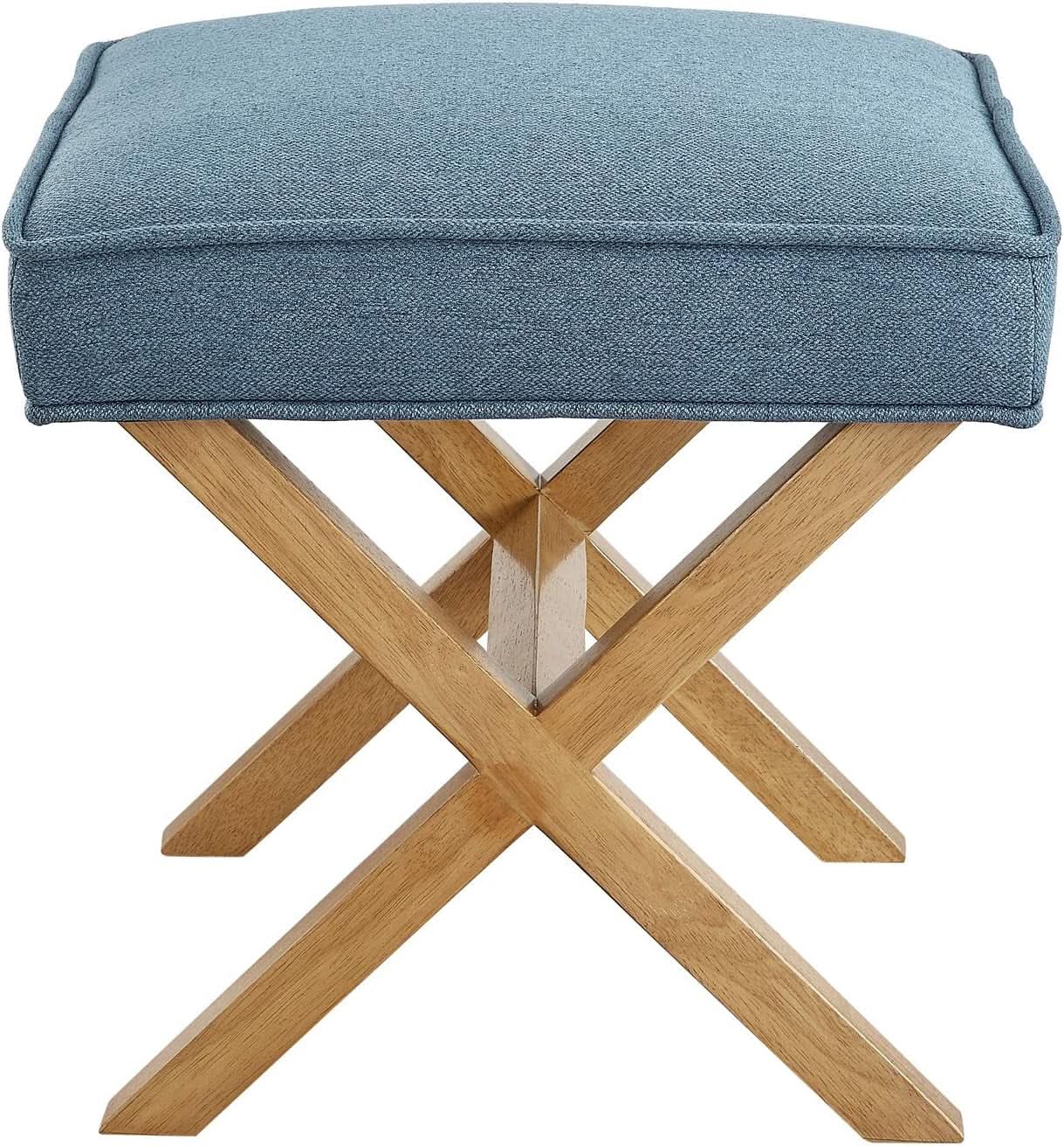 Indigo Blue Upholstered Ottoman Foot Stool 20Wx18Dx18H