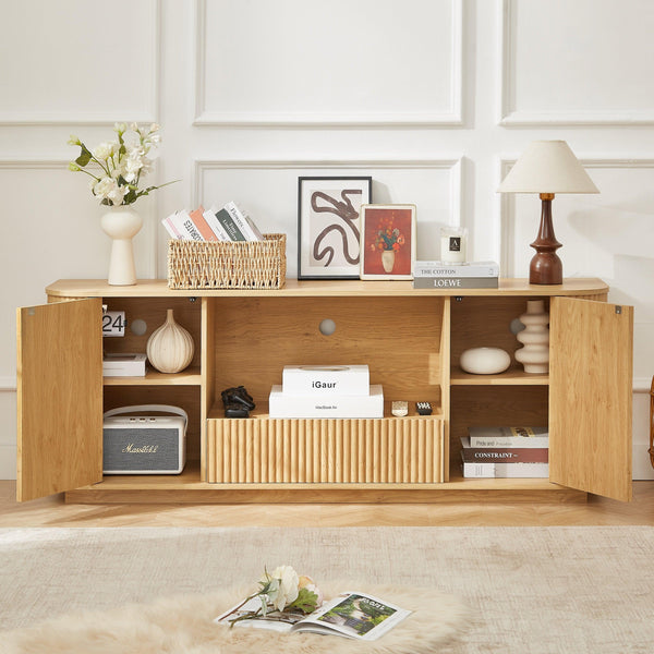 Ripple Modern TV Console – Soft Curves, Natural Wood Look