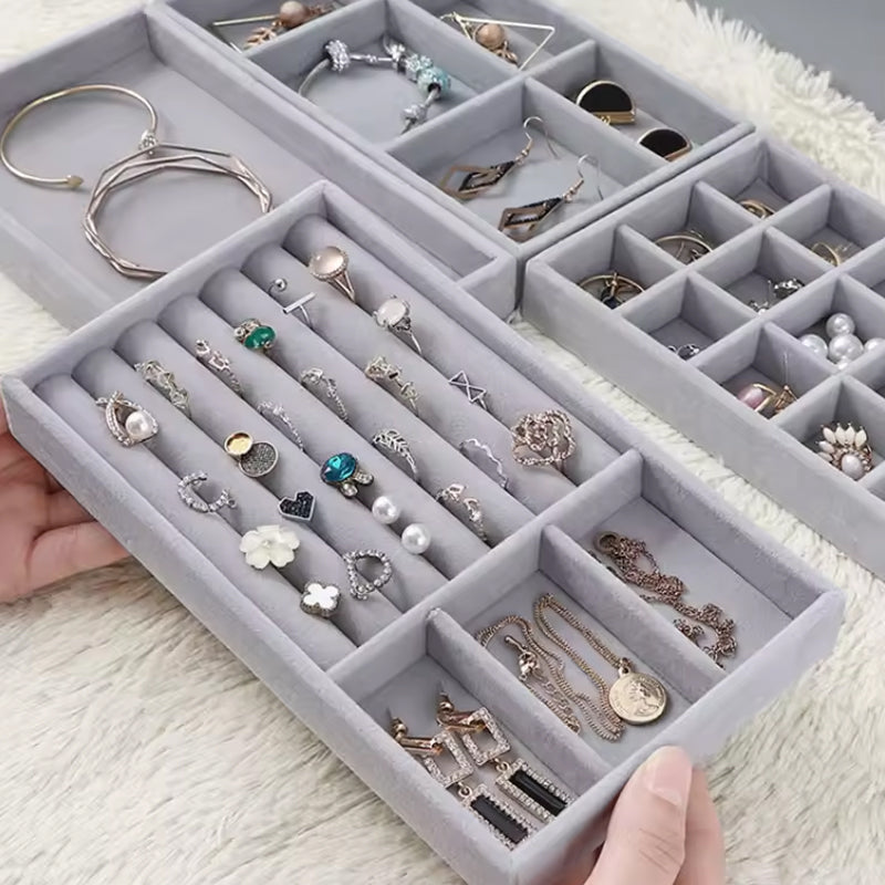 Velvet Stackable Jewelry Organizer, Portable for Rings, Earrings and Necklaces.