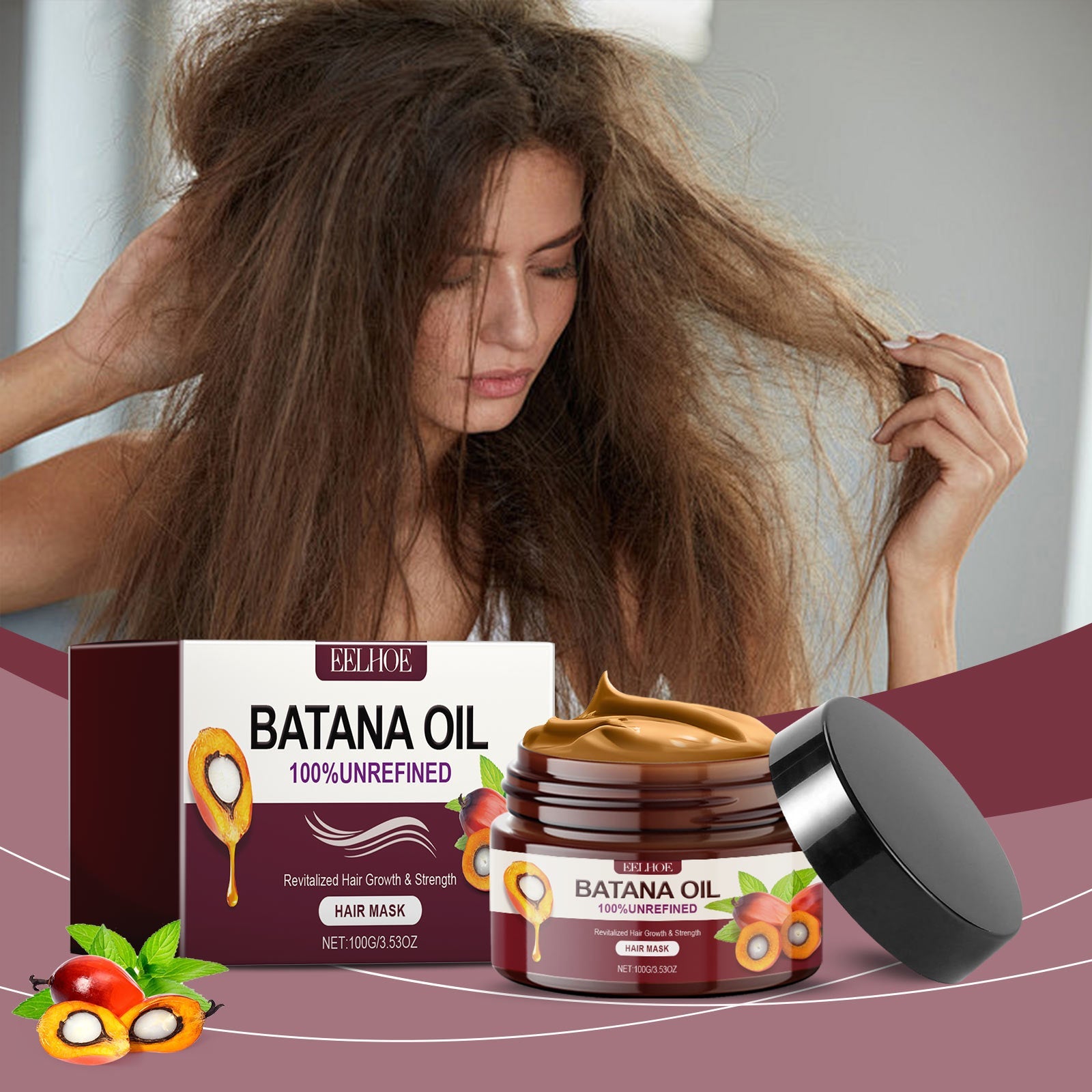 Batana Oil Strong And Volumizing Hair Mask Repair Hair Frizz Nourishing Hair Smooth Hair Treatment