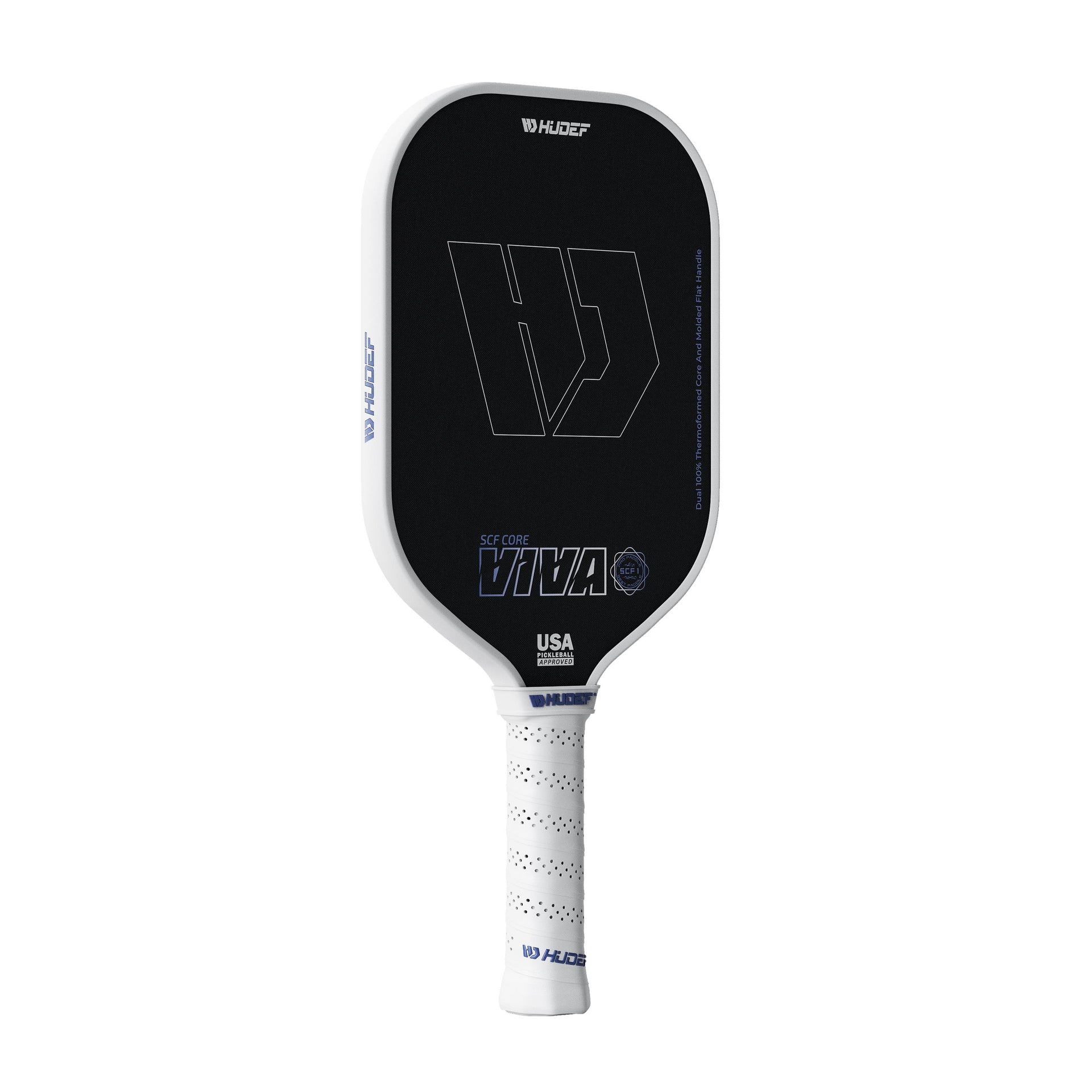 Hudef Viva SCF1 Elongated Pickleball Paddle – White 16mm (USAP Approved)