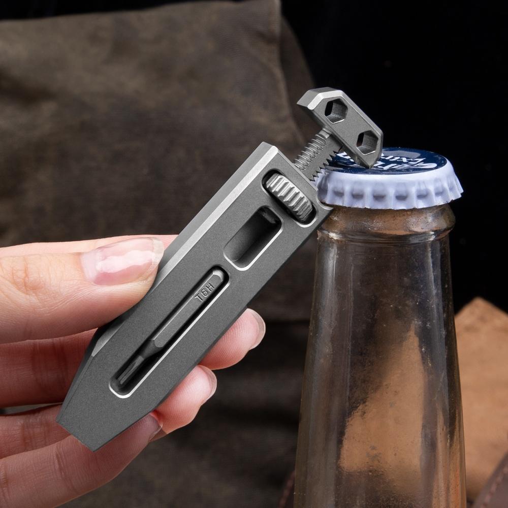 Titanium Alloy Telescopic Crowbar Camping Bottle Opener Screwdriver Wrench Outdoor EDC Hand Tools With 3 Batch Head Wautton Outdoor Gear