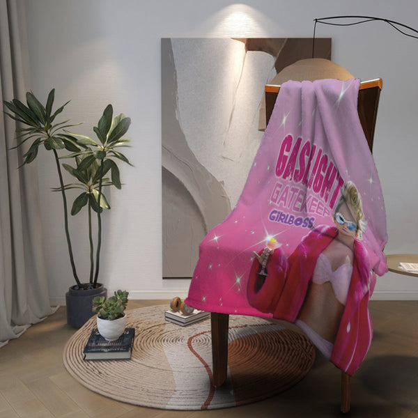 Taylor Swift Gaslight Gatekeep Girlboss Throw Blanket BionZax