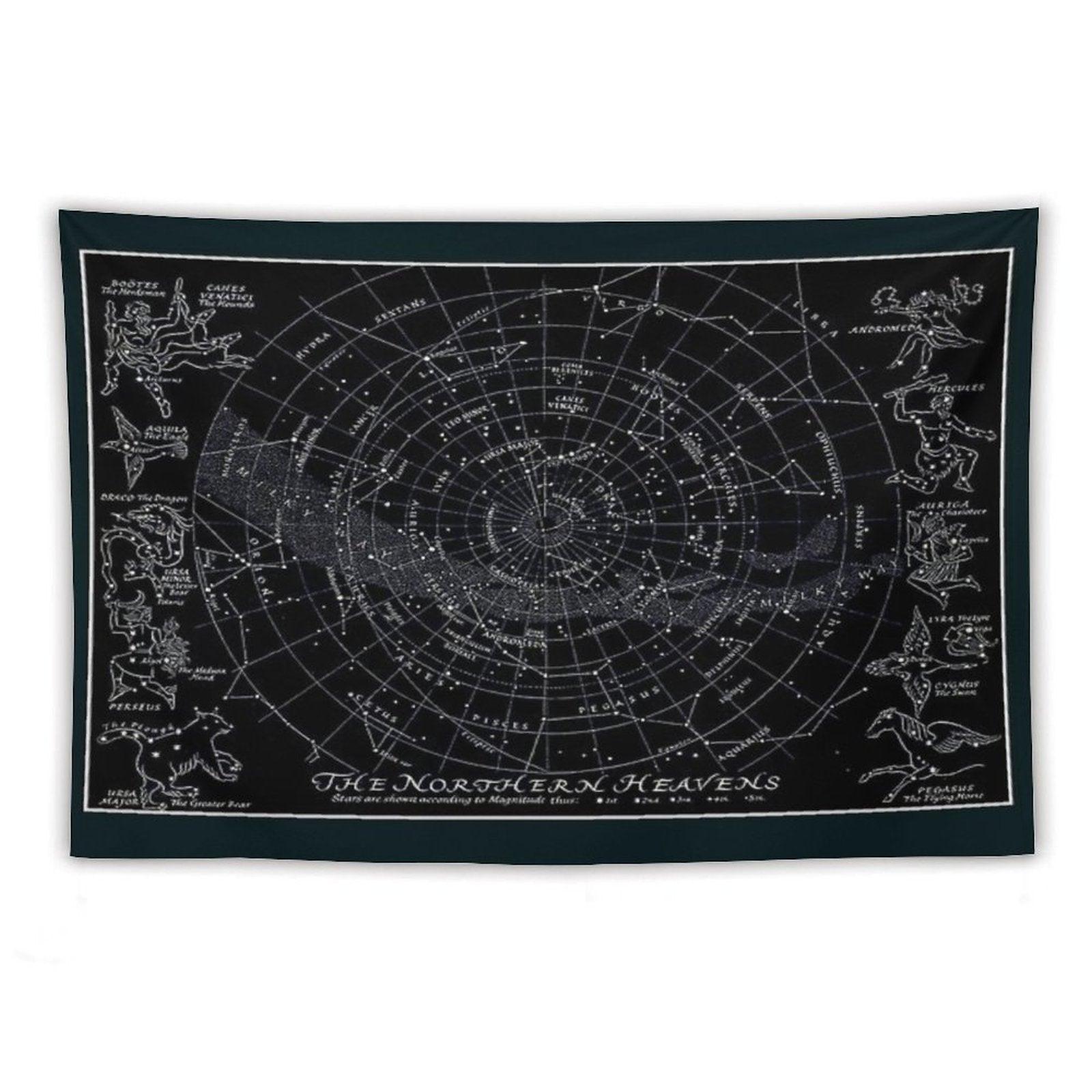 THE NORTHERN HEAVENS  Vintage Star Map Print Tapestry
