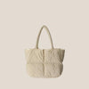 Rhombic Quilted Plush Handbag - Beige