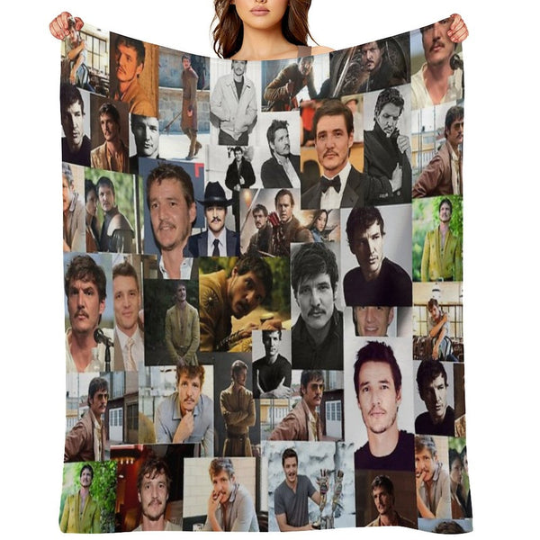 Pedro Pascal Abstract Seamless Collage Travel-friendly Throw Blanket