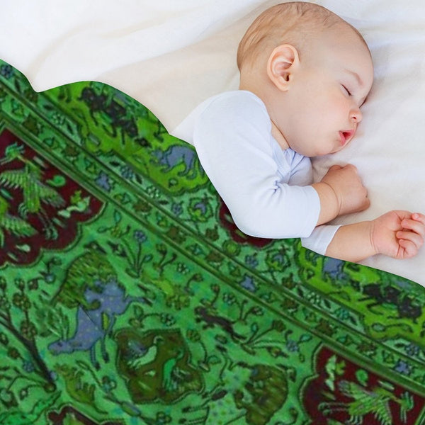 Carpet Pattern in Green And Blue Multi-functional Throw Blanket