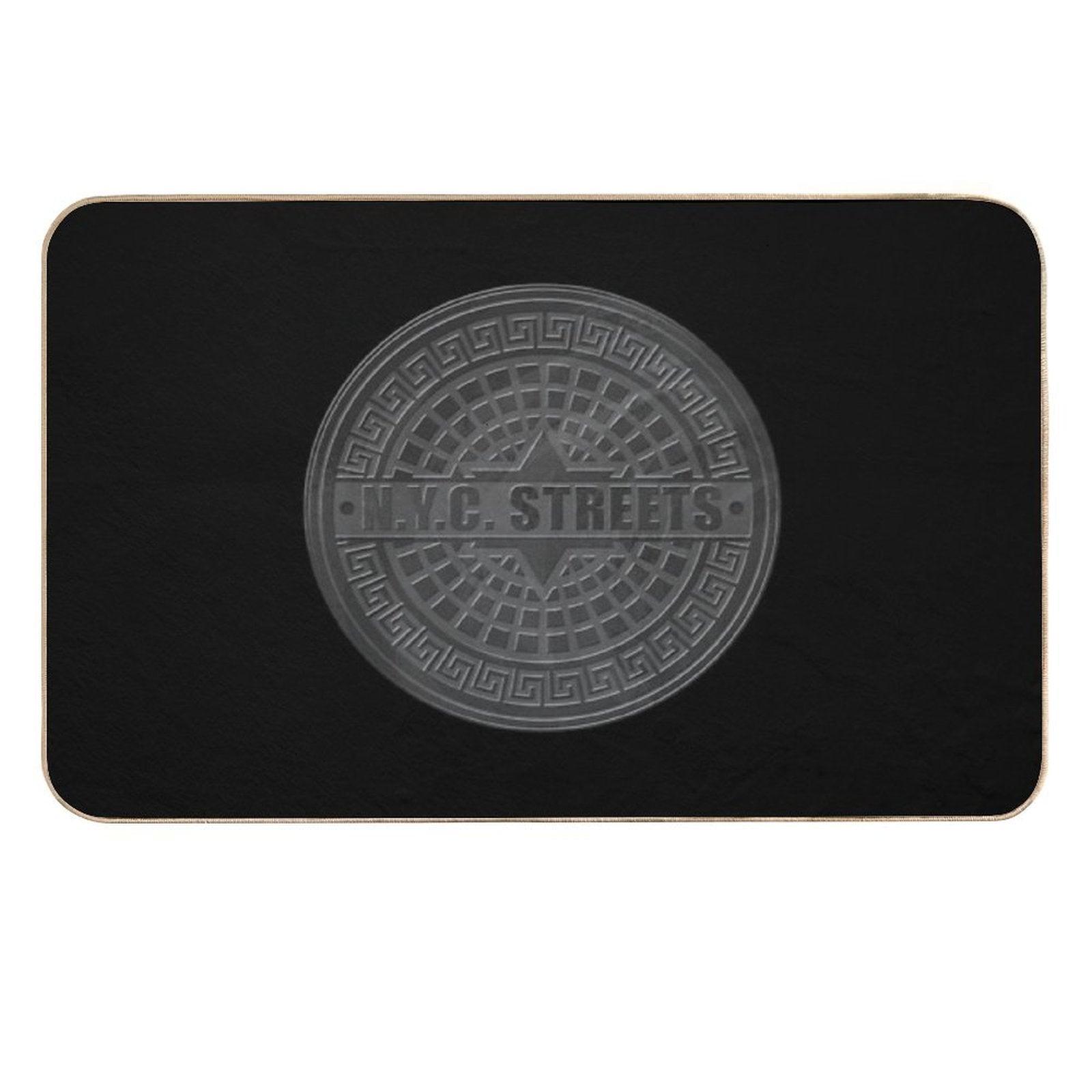 Manhole Covers NYC Black Durable Bath Mat
