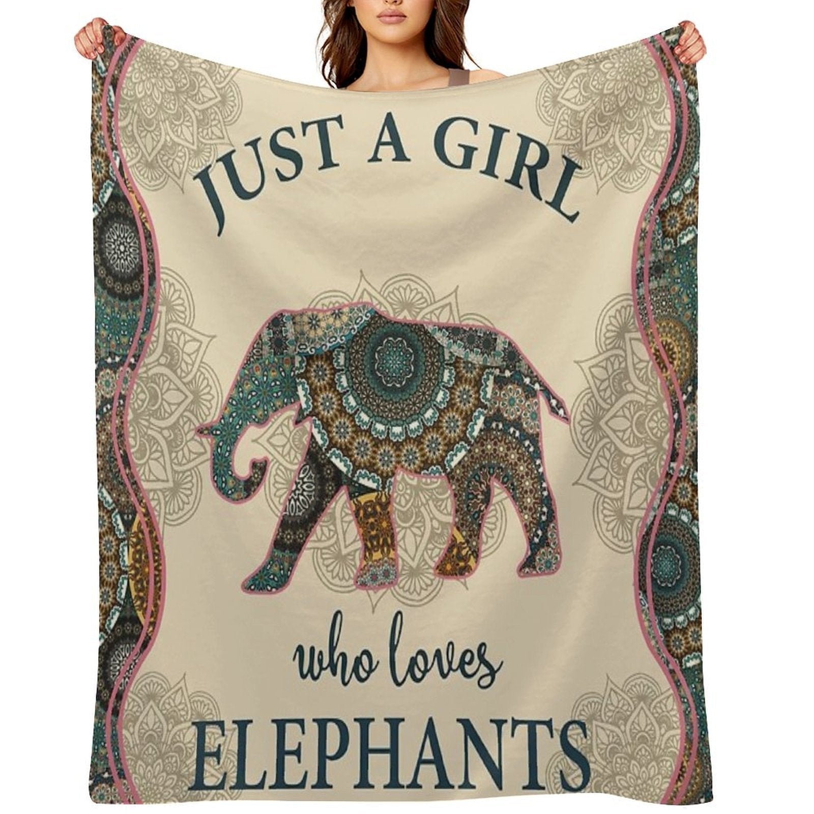 Just A Girl Who Loves Elephants Mandala Gift-ready Throw Blanket
