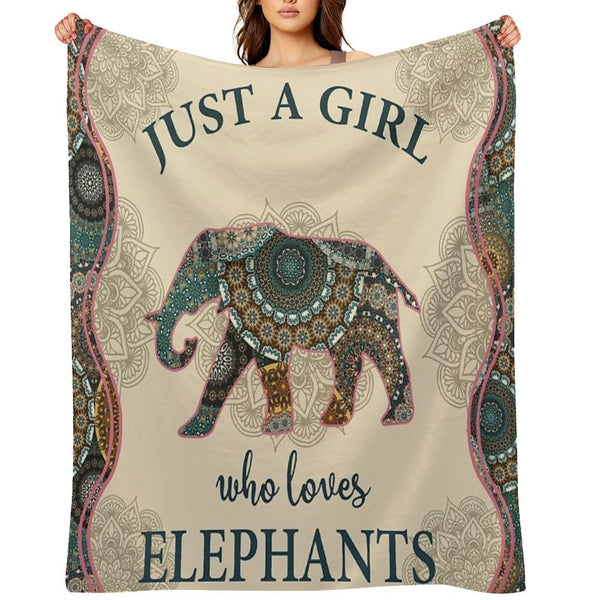 Just A Girl Who Loves Elephants Mandala Gift-ready Throw Blanket
