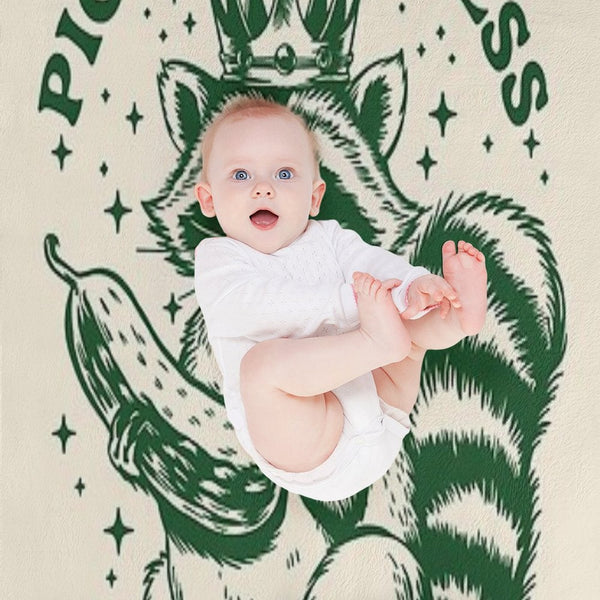 Pickle Princess Funny Pickles Lover Raccoon Foodie Eco-conscious Throw Blanket