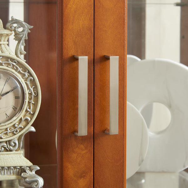 Lighting Curio Diapali cabinet with adjustable shelves, mirror back panel, tempered glass door (without light bulb), walnut wood