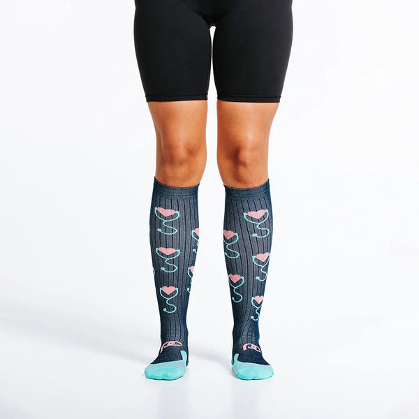 Stethoscope Hearts Compression Sock