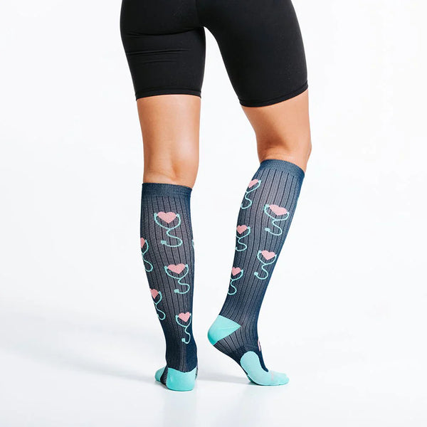 Stethoscope Hearts Compression Sock