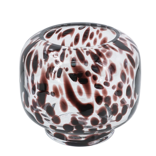 Clear Glass Accent Vase with Artistic Amber Spots for Home Decor and Display
