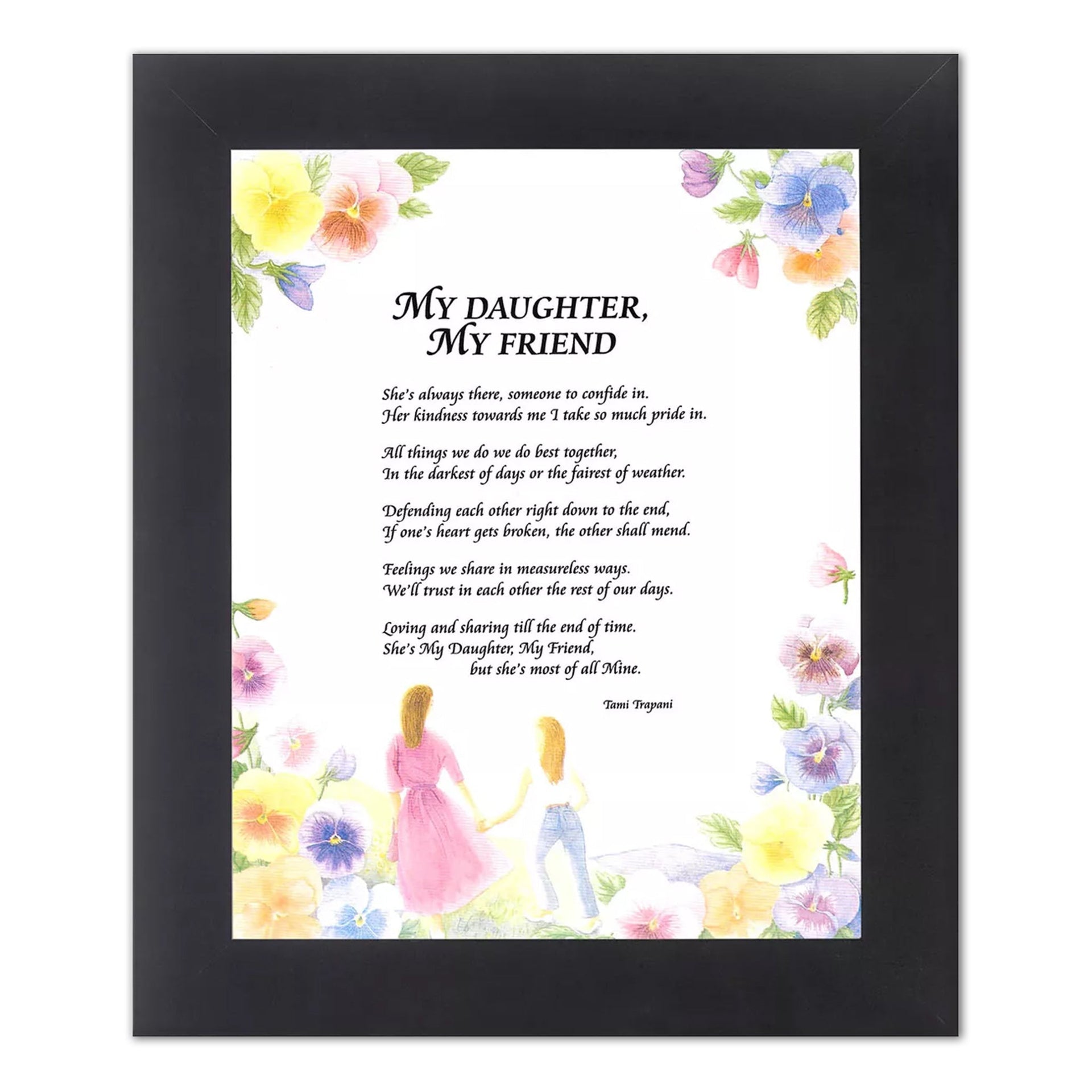 Daughter Friend Wall Art – Framed Poem Art Print 8x10 with Black Wood Frame