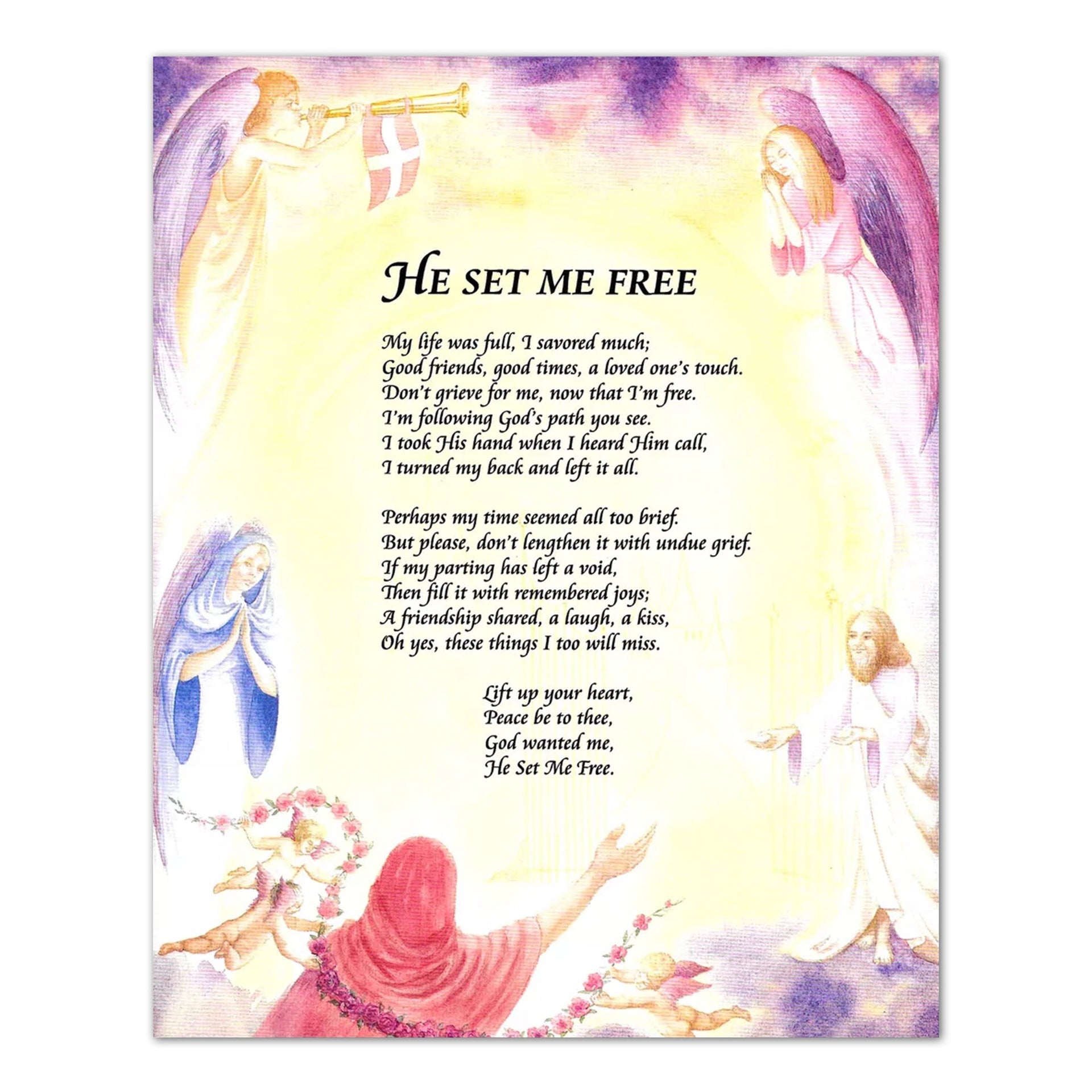 Christian Wall Art - He Set Me Free Angel 8x10 Art Print | Inspirational Decor