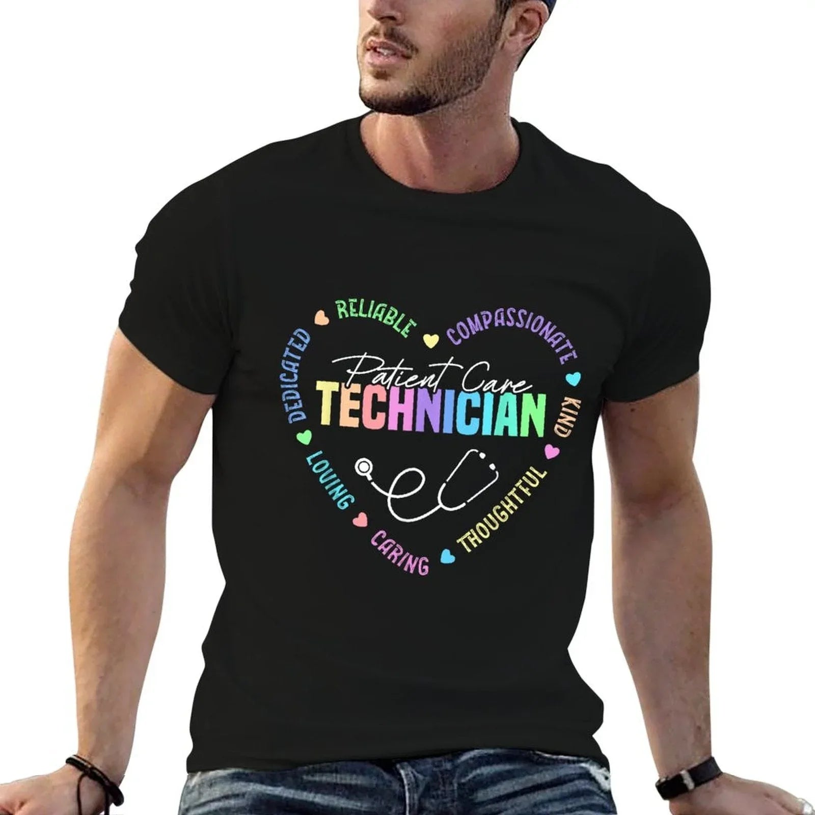 Patient Care Technician Heart Stethoscope PCT T-Shirt