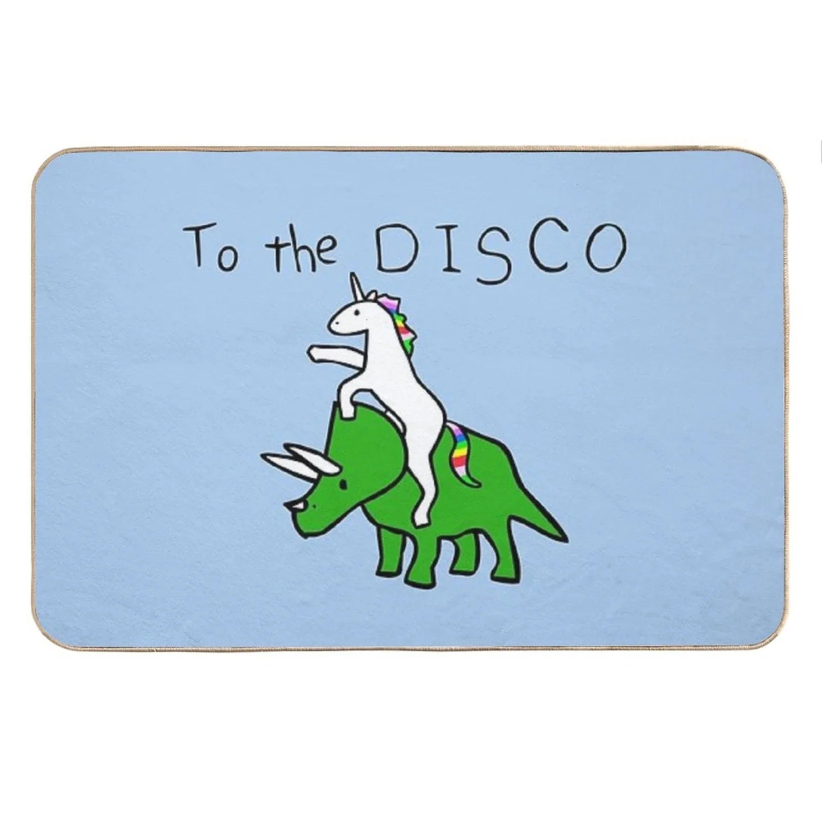 To The Disco (Unicorn Riding Triceratops) Bath Mat