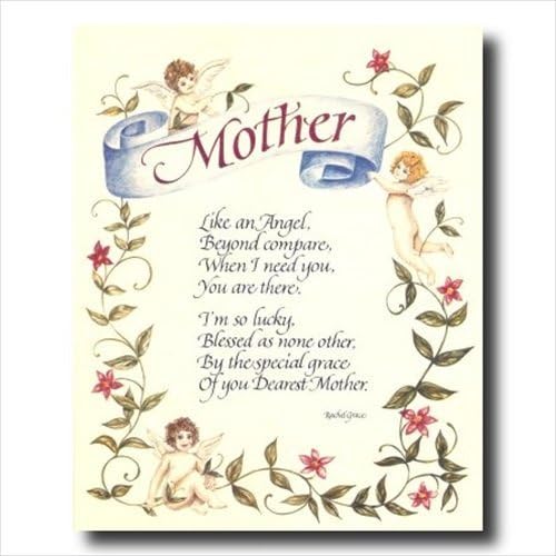 Mother Angel Wall Art – Inspirational Poem Motto 16x20 Flower Print