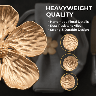 Gold Floral Napkin Rings – Golden Elegance