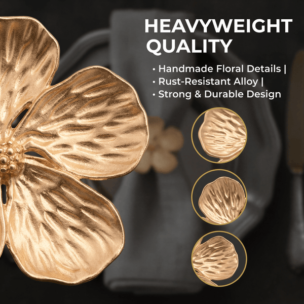 Gold Floral Napkin Rings – Golden Elegance