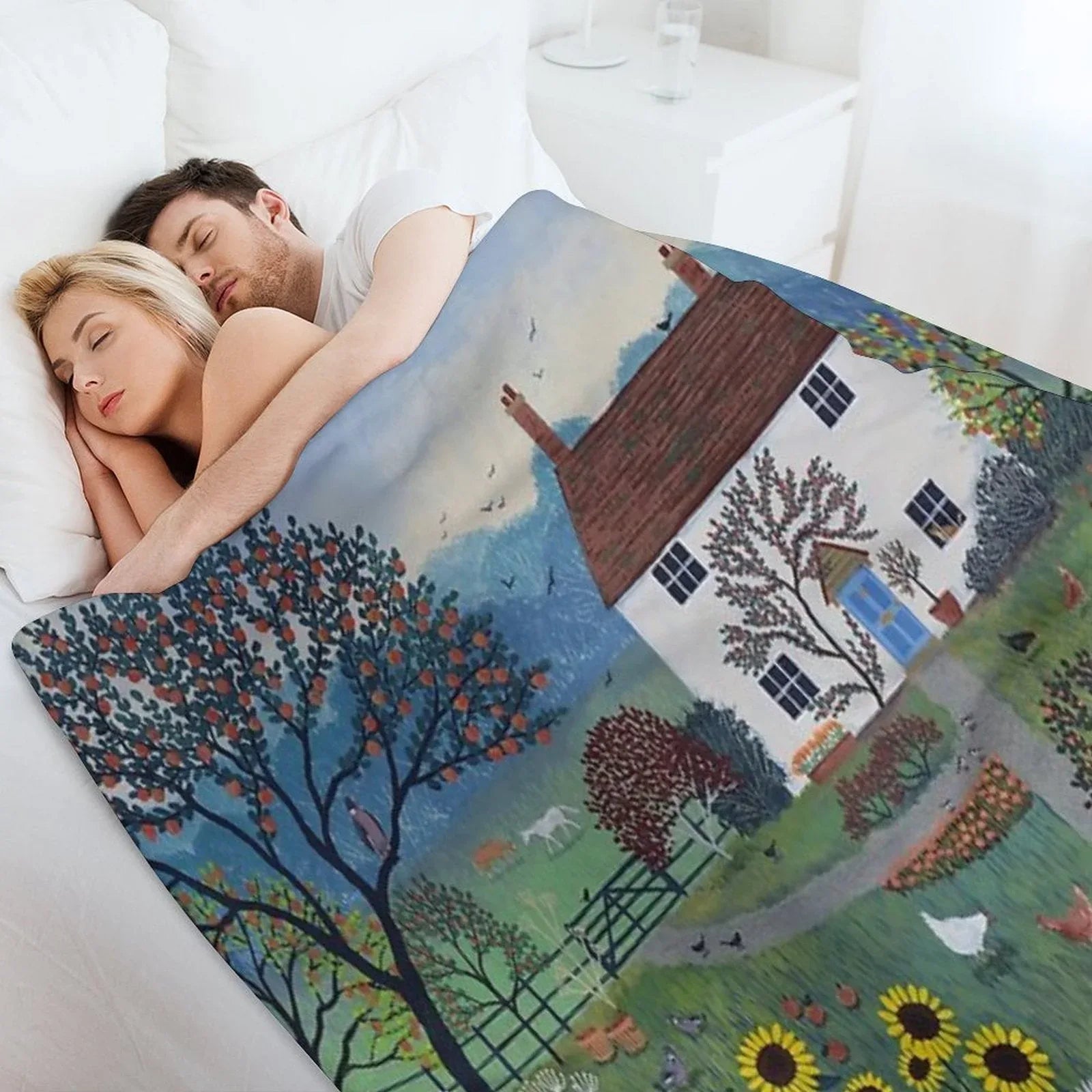 Apple Tree Cottage Throw Blanket