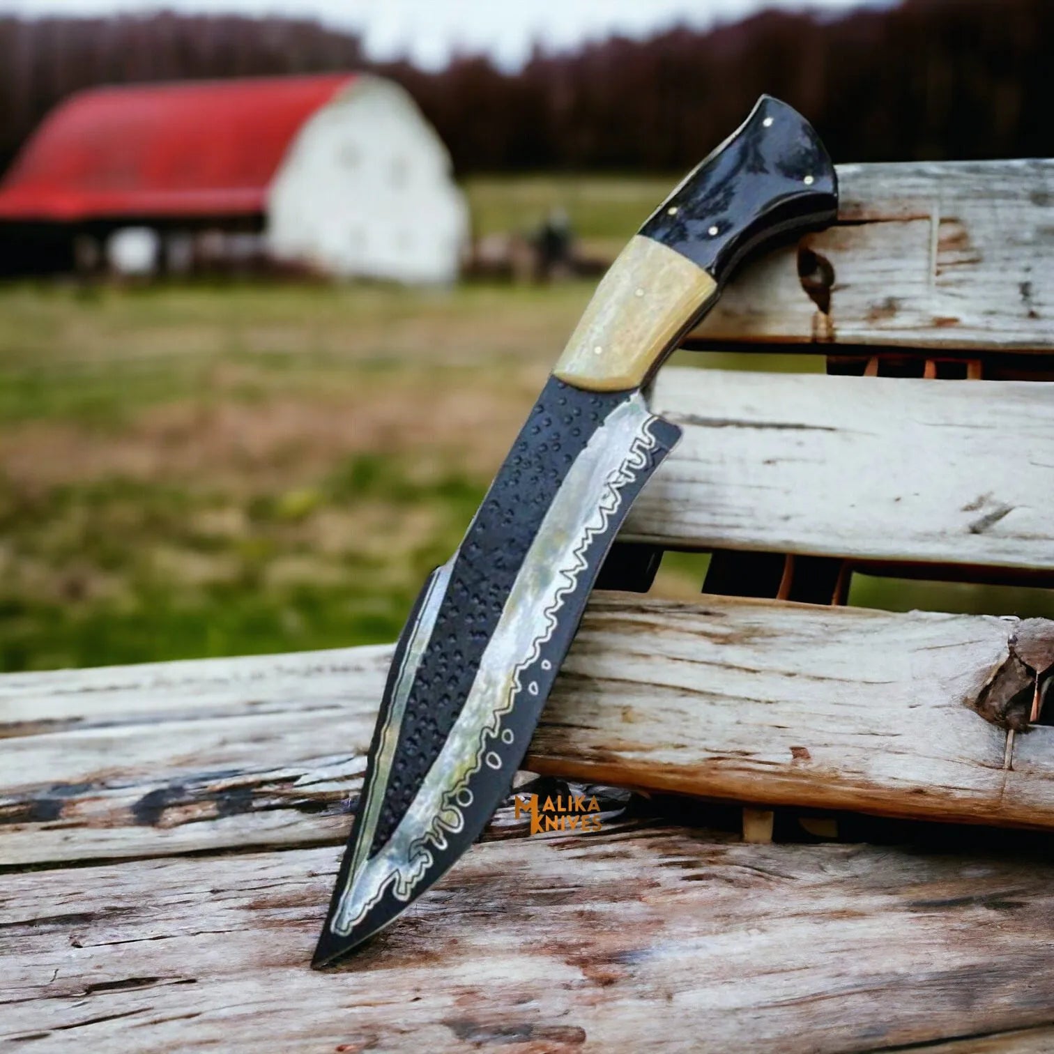 D2 Steel Bowie Knife | Camel Bone | Bull Horn Handle