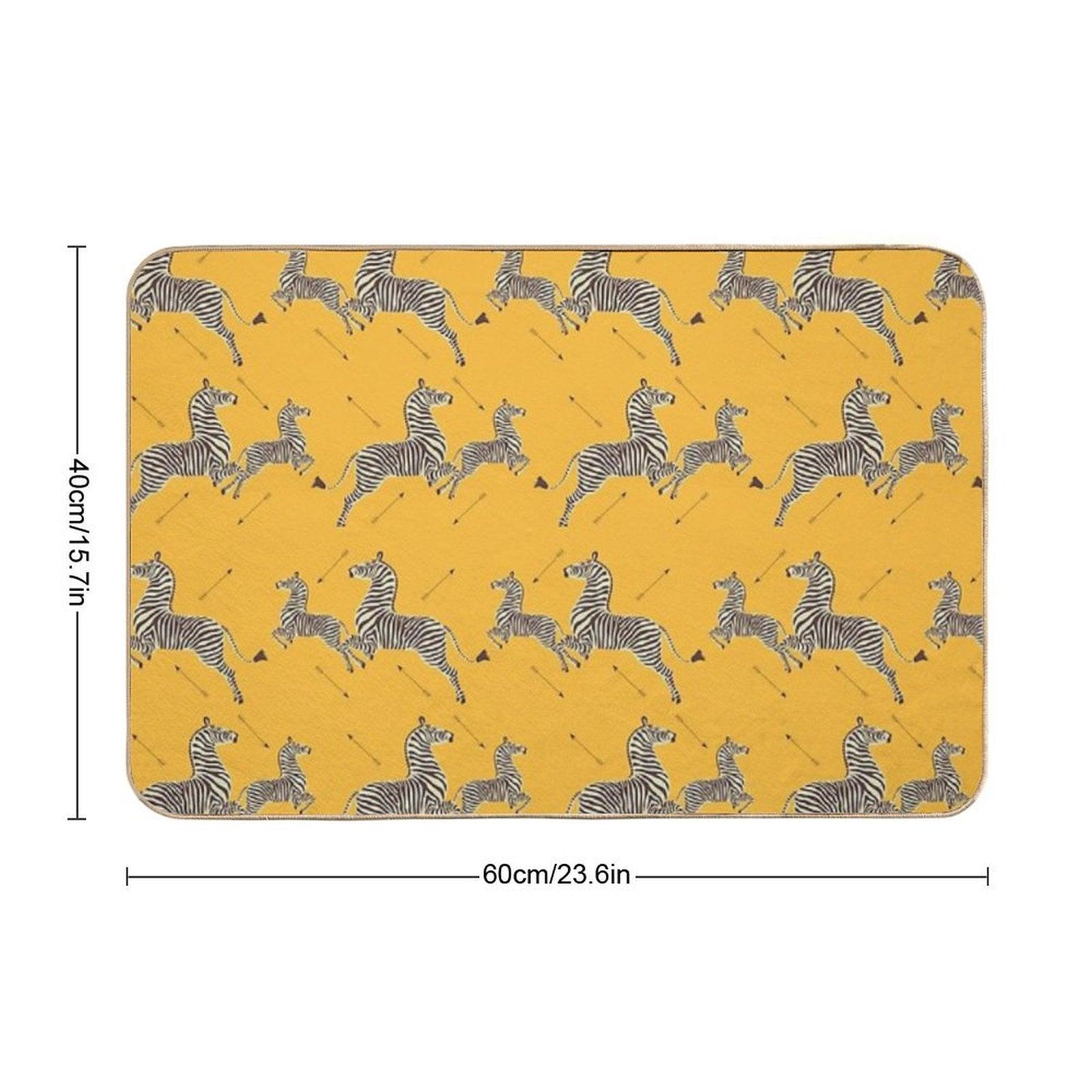 Zebra Wallpaper - Mustard Yellow - Royal Tenenbaums Margot Bath Mat