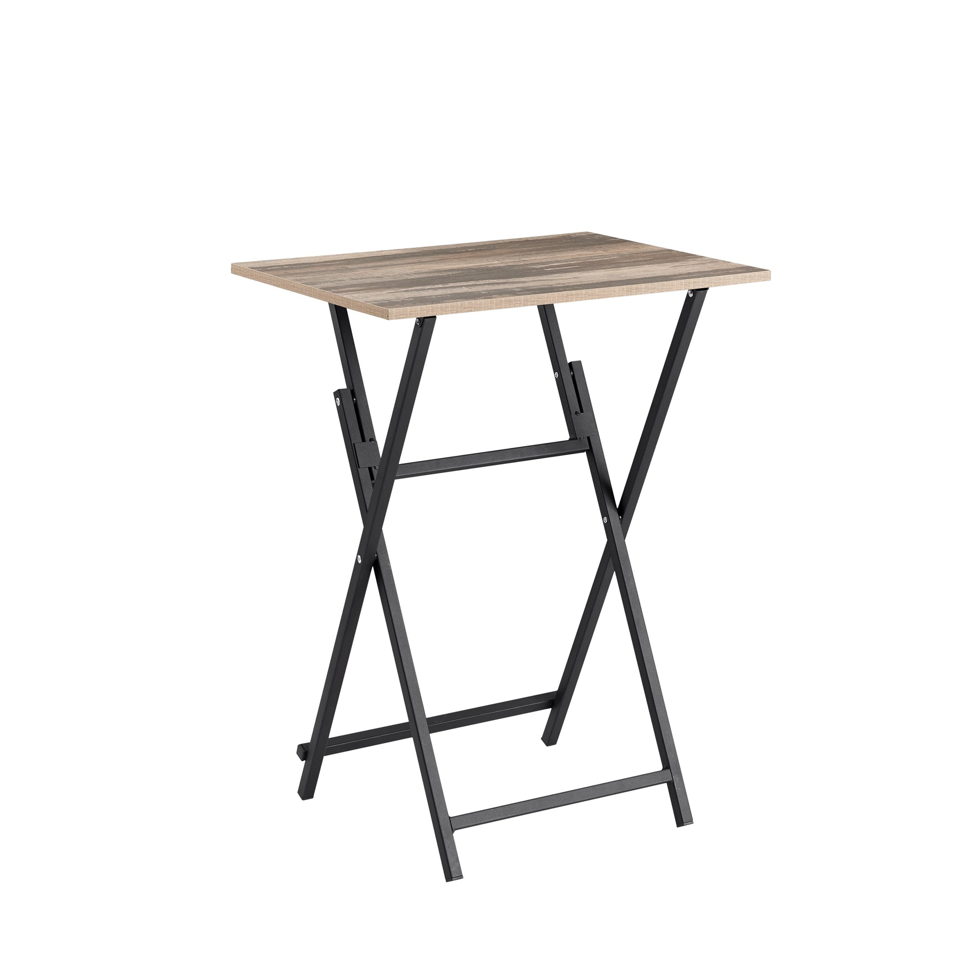 Rustic Brown and Black Single Dinning folding tray, TV Dinner Folding Tray, Industrial Side Table for Eating at Couch, Foldable