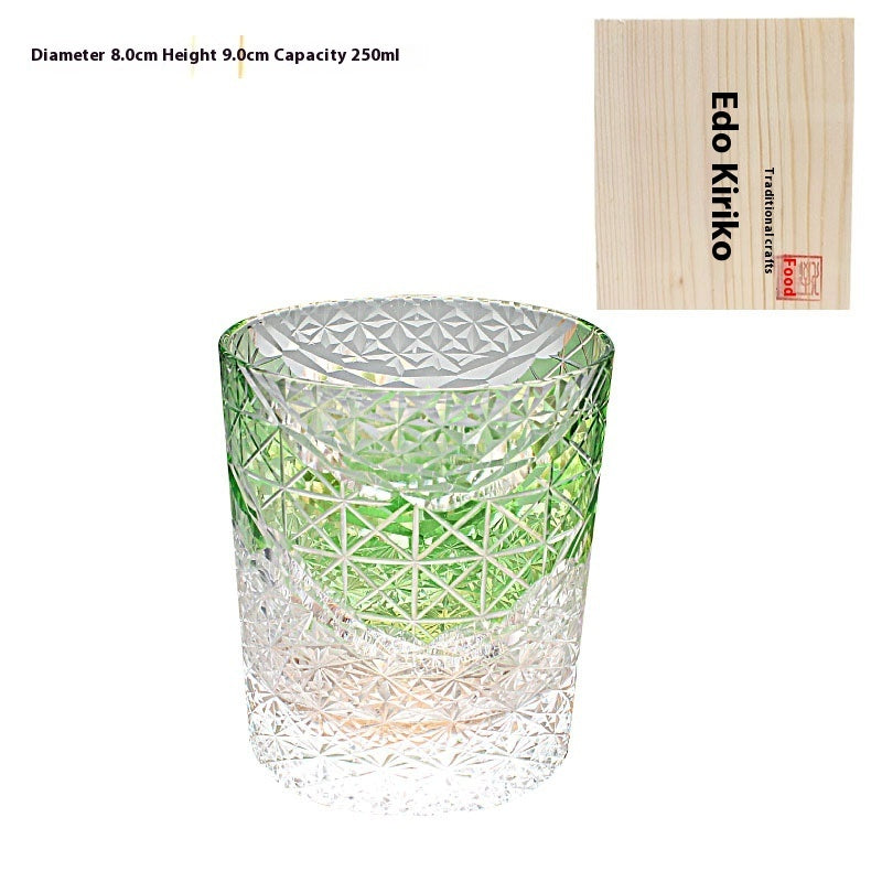 Edo Kiriko Japanese Handmade Cut Glass Cup – Single or Set of 4