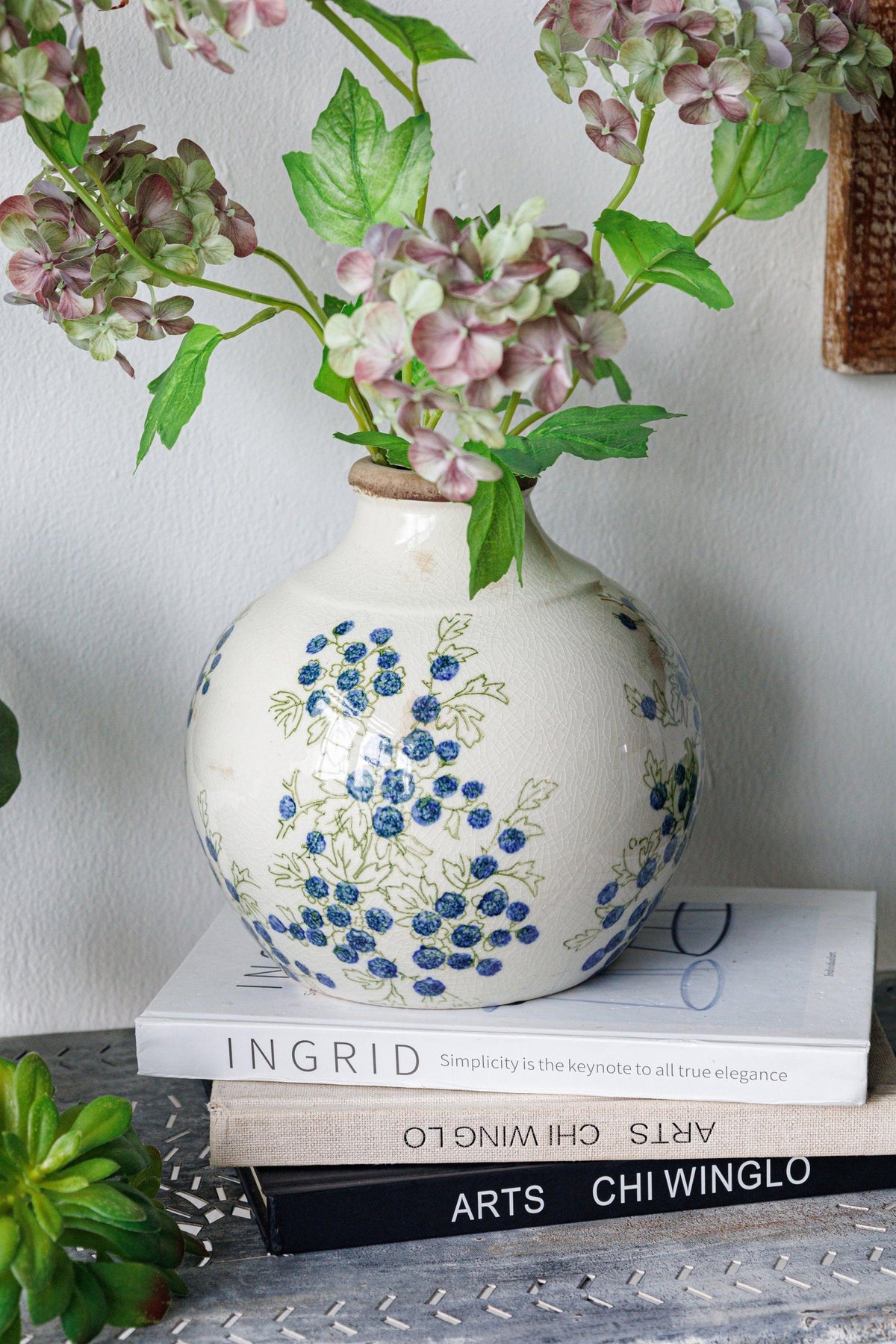 Vintage Ceramic Blueberry French Country Vase