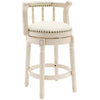 Leather Wooden Bar Stools - 26'' Height - White
