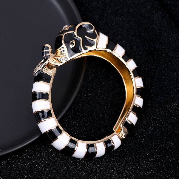 European and American fashion jewelry elephant enamel oil drip alloy open bracelet