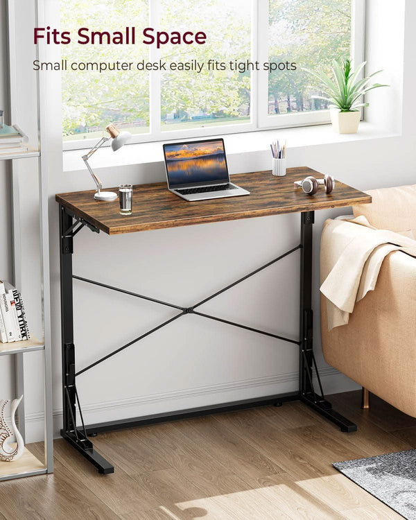 31.5 Inch Collapsible Tray Desk Rustic Brown Premium Finish