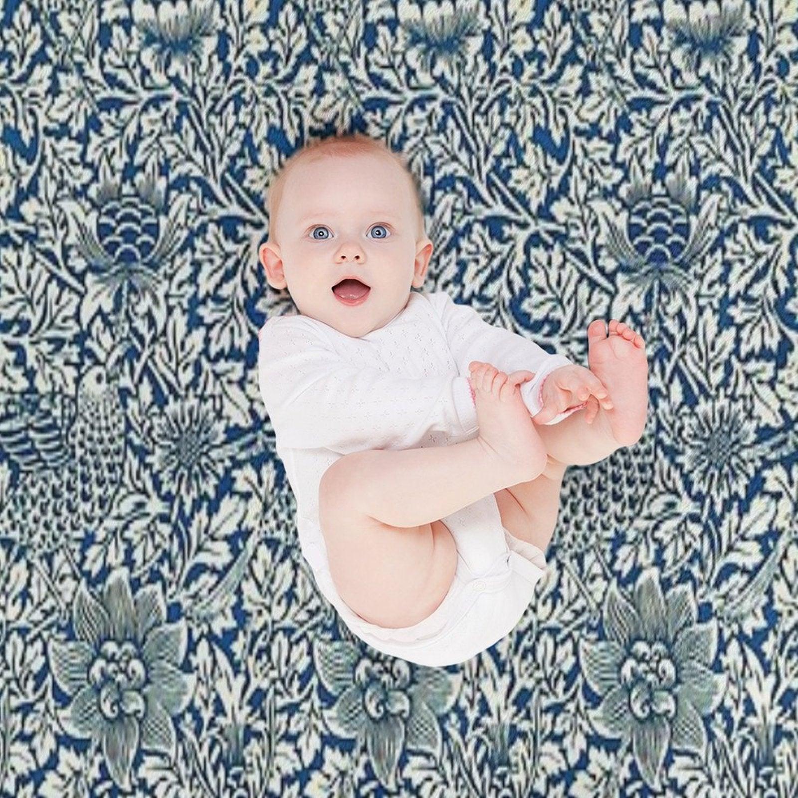 Indigo Blue And White William Morris Pattern Throw Blanket
