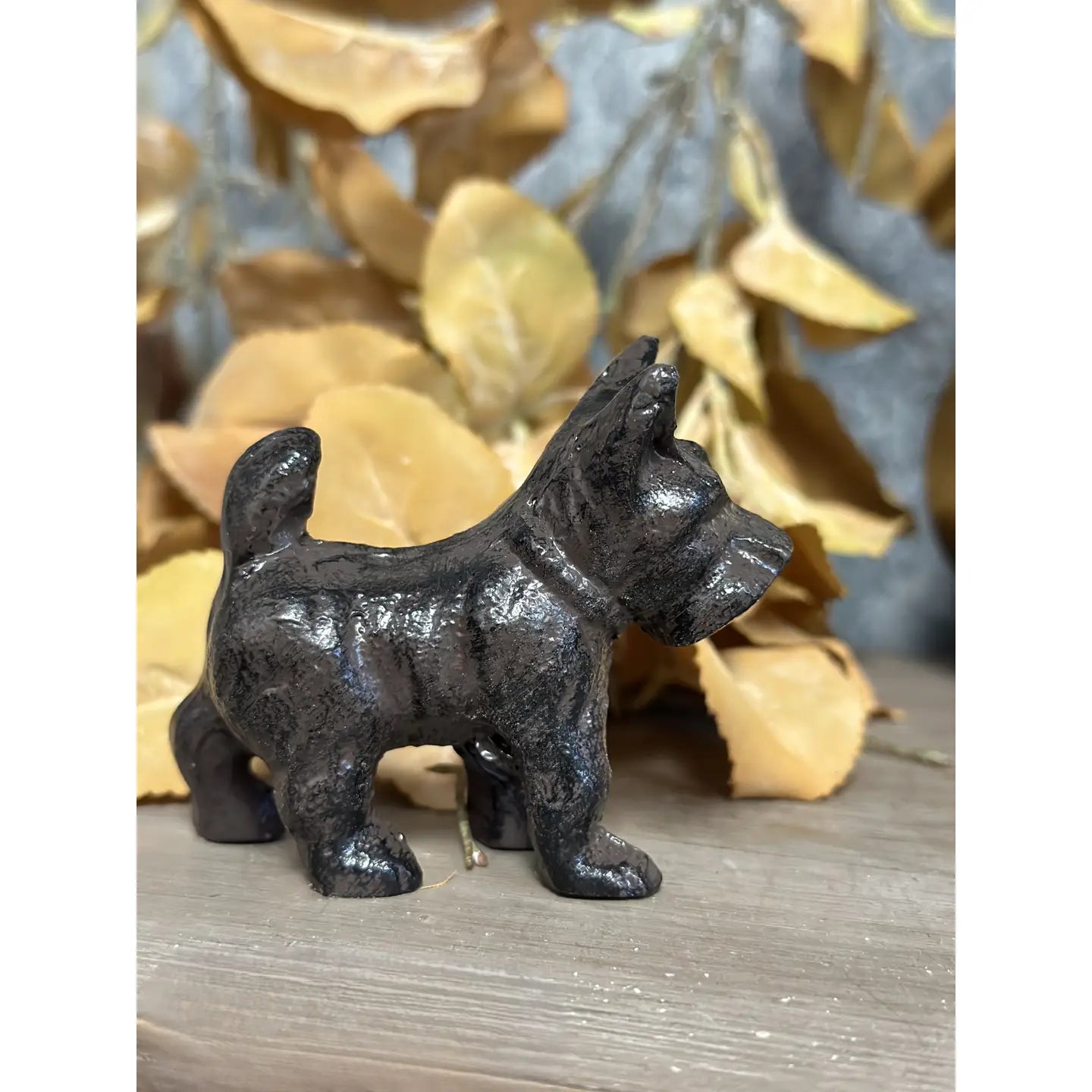 Cast Iron Schnauzer Dog Pet Statue