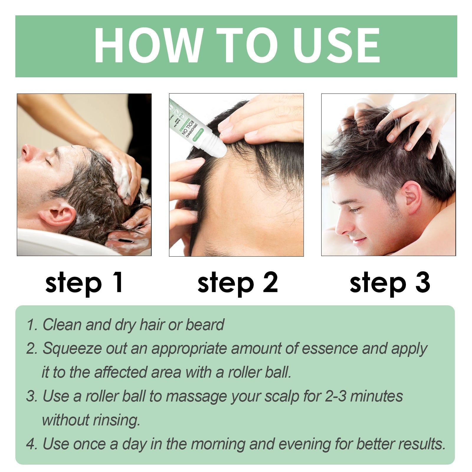 Strengthening Roll On Hair Essential Oil, Scalp Massage Moisturizing Hair Roots Thickening Hair Care Ball Essential Oil