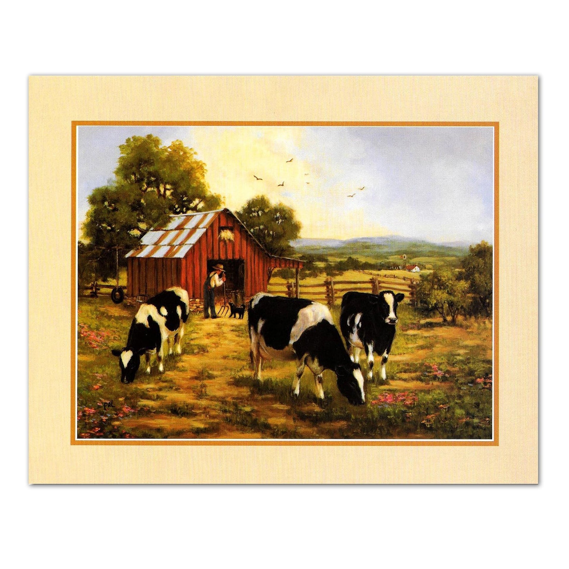 Country Barn Wall Art – Holstein Cow Painting Rustic Farmhouse Wall Picture 8x10 Print