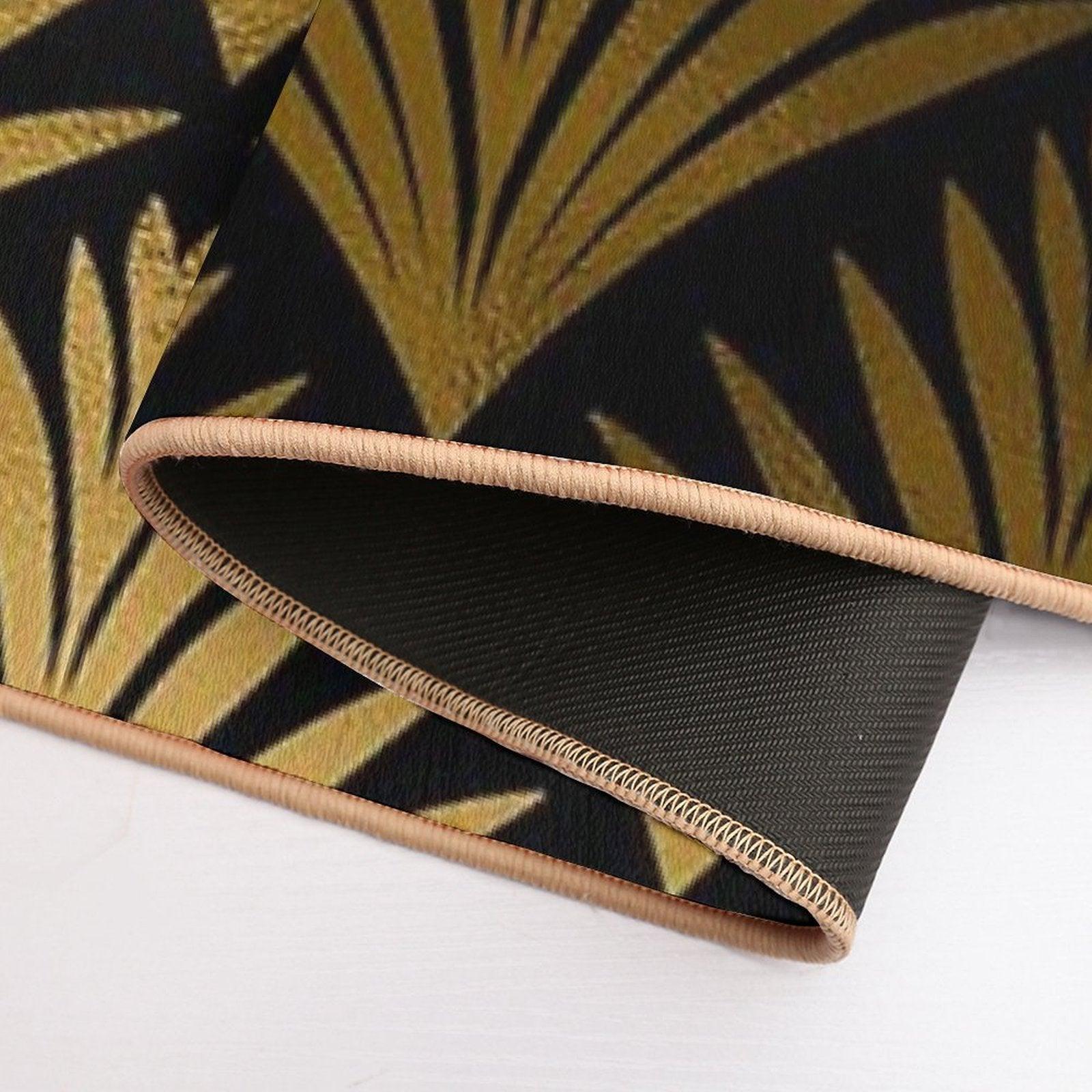 Luxurious Black And Golden Color Art Deco Elegant Pattern Bath Mat