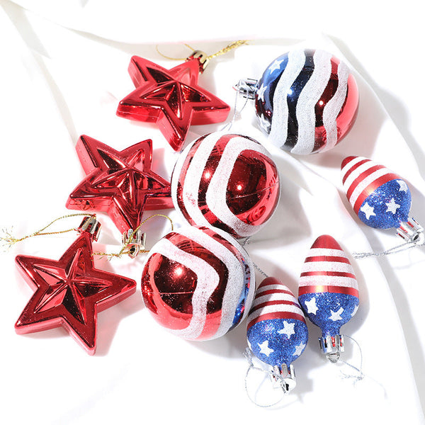 Christmas Ball Independence Day Decoration Hanging Ball Christmas Tree Decoration Prop American Plastic Ball Set
