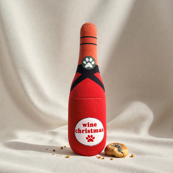Dog Toy Realistic Wine Bottle Chew-Resistant Self-Entertainment Plush Toy for Cats and Dogs Teeth Cleaning Sound-Making Toy