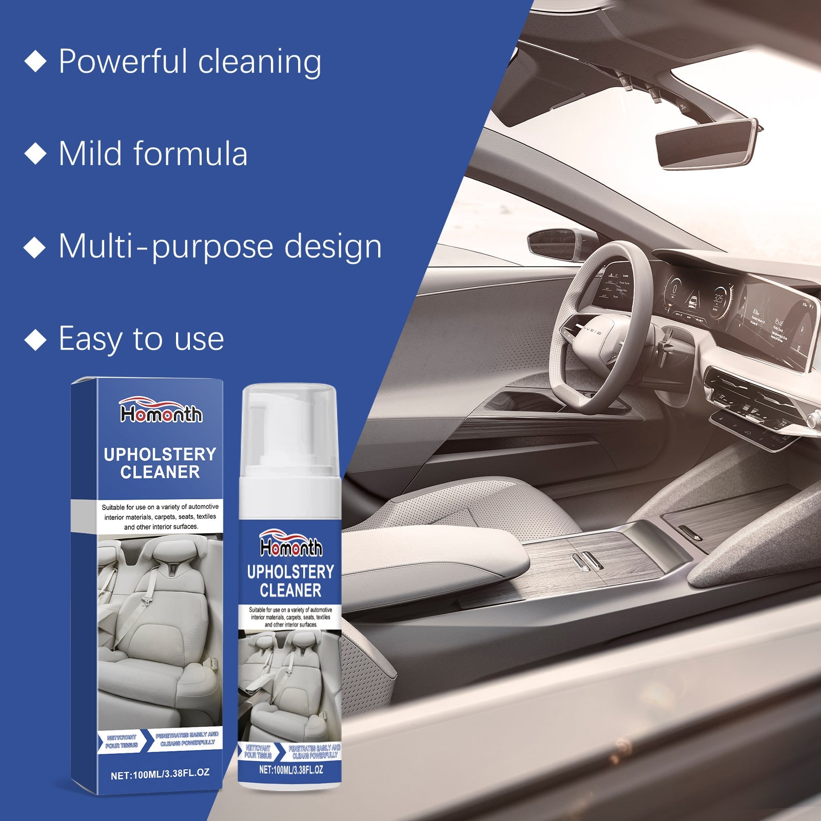 Car Interior Cleaning Mousse Car Interior Upholstered Seat Fabric Stain Cleaner