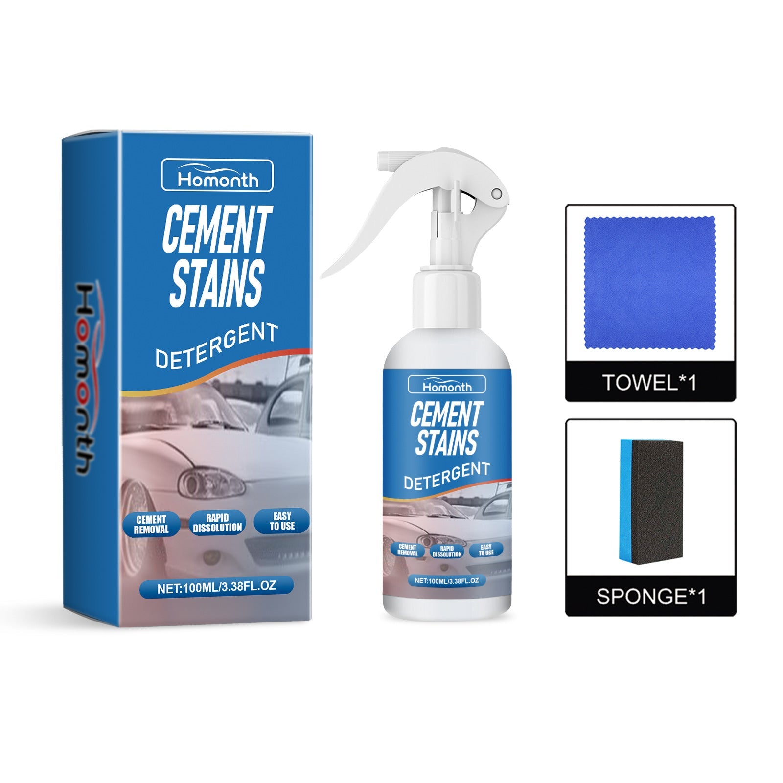 Cement Stains Detergent, Car Paint Concrete Spot Removal Stubborn Mud Cleaning
